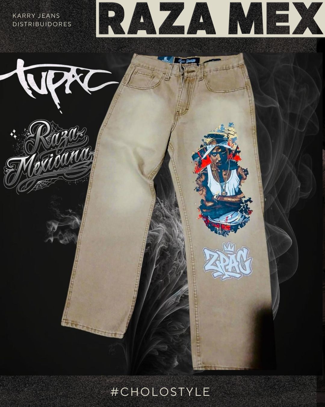 Pantalon kaki con estampado