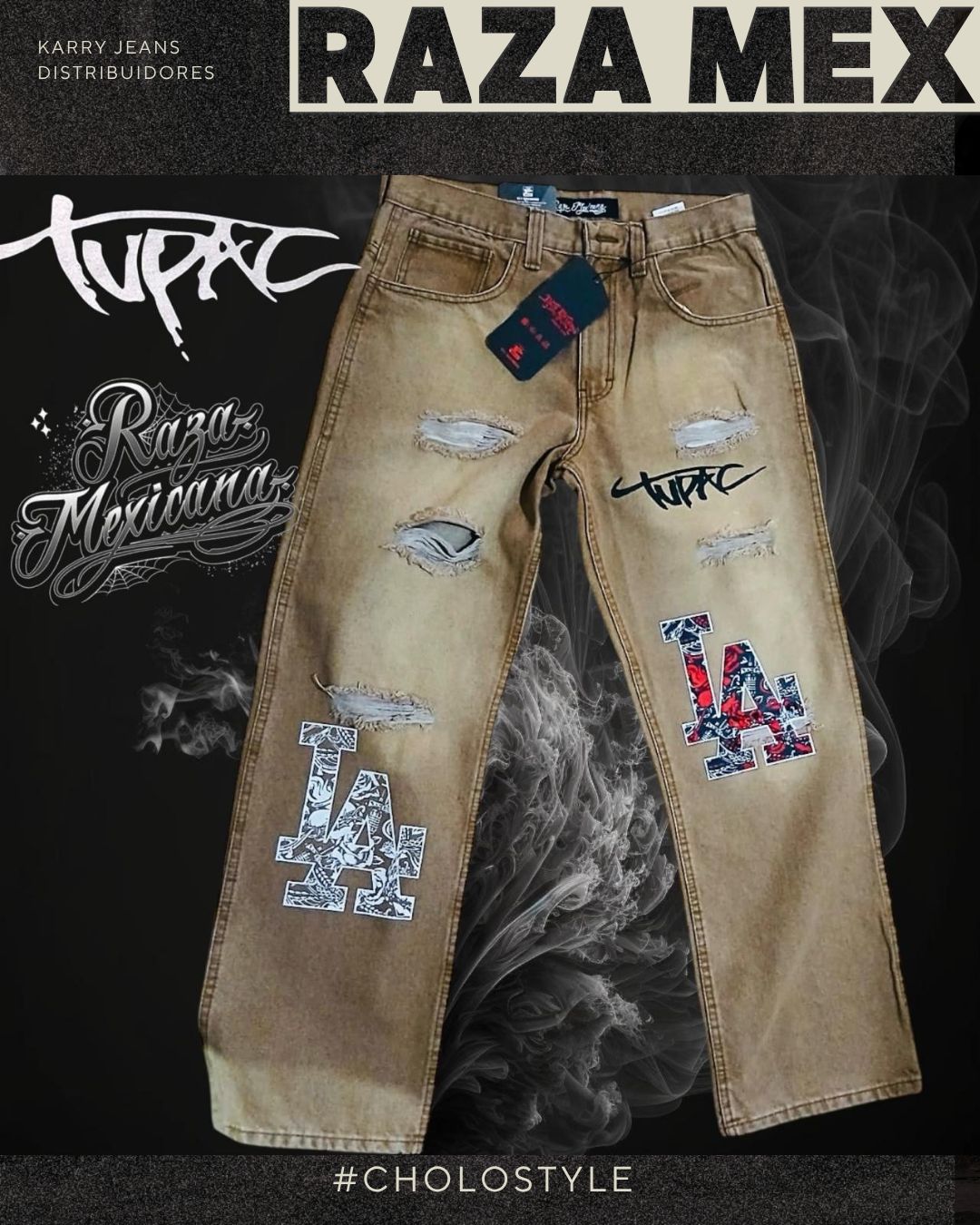 Pantalon cafe con estampado