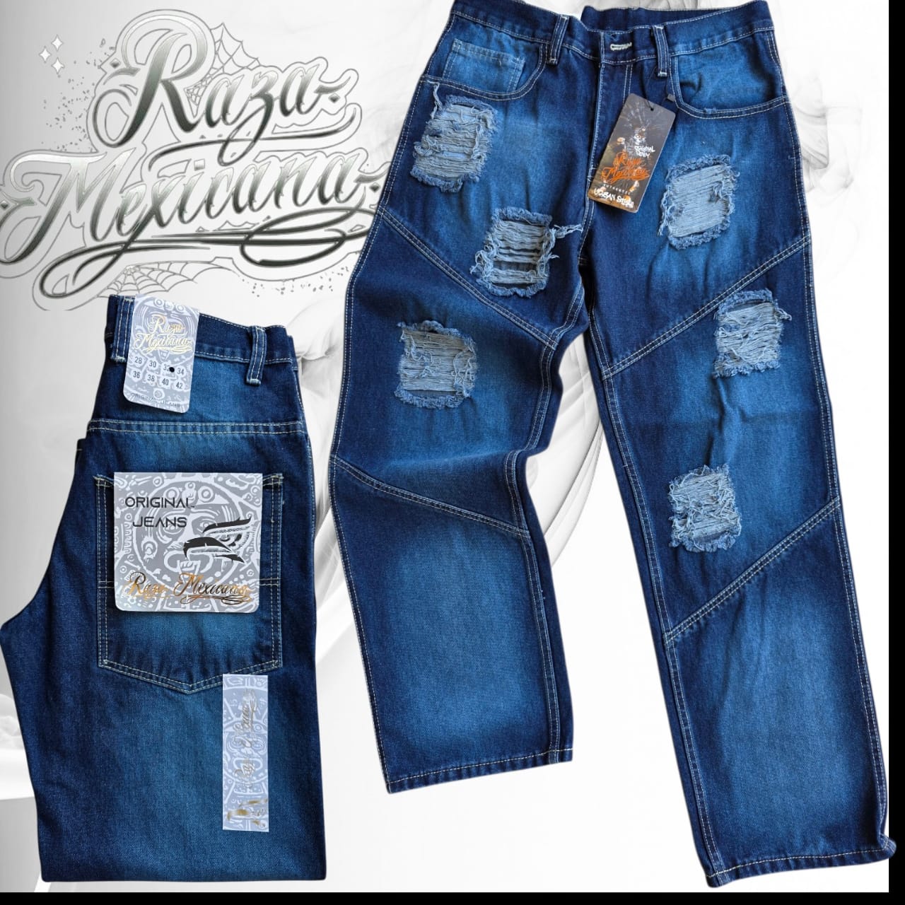 Pantalon doble costura con destruccion