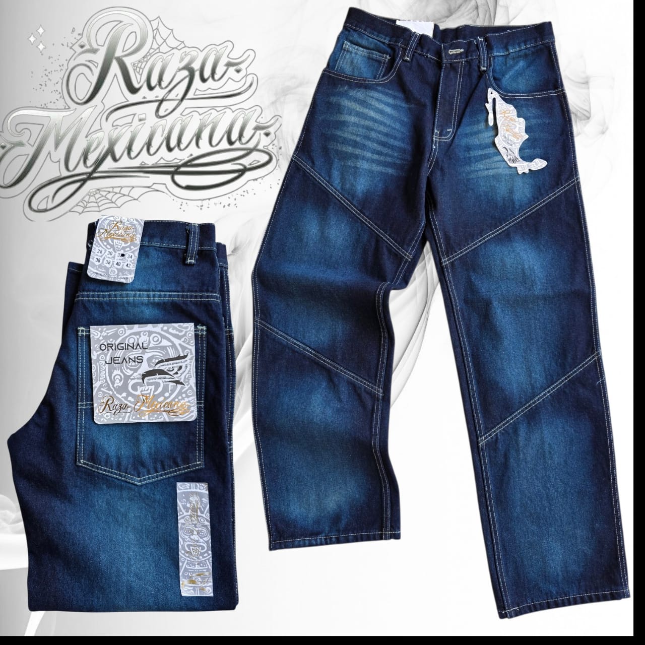 Pantalon doble costura azul lavado